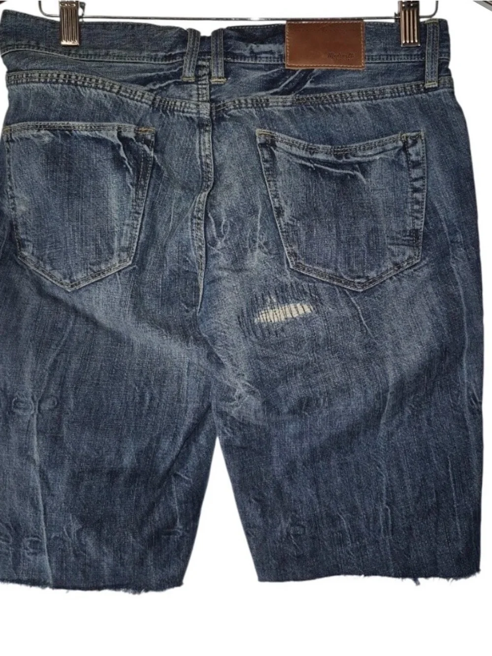 Madewell NWT Distressed Patchwork Denim Bermuda Shorts Size 26